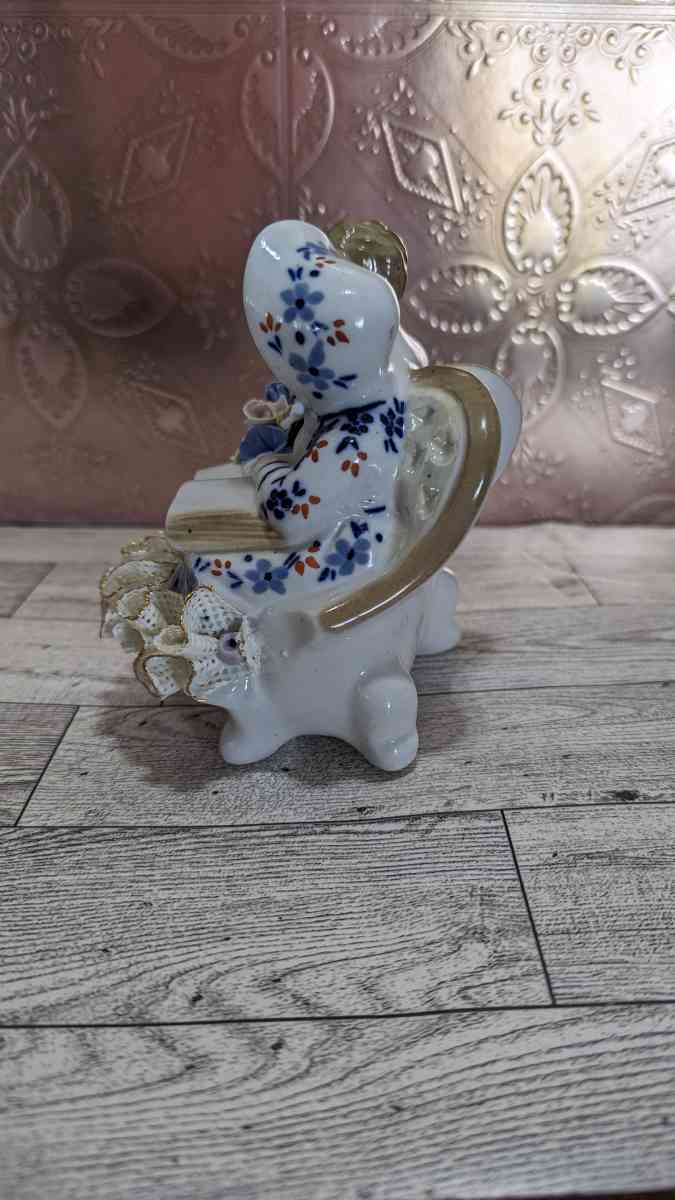 Antique Boy and Girl Reading a Large Bible Book