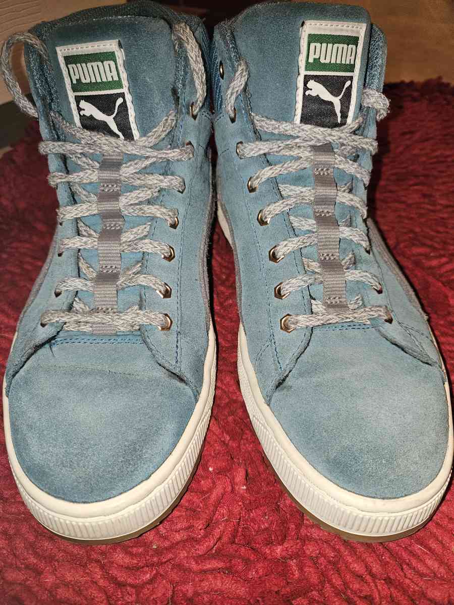 womens PUMA suede sneakers blue green size 7