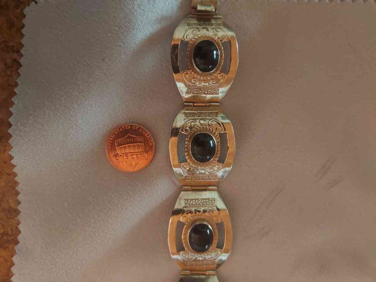 stamped onyx panel bracelet - Albuquerque, New Mexico - FleaMarketBay
