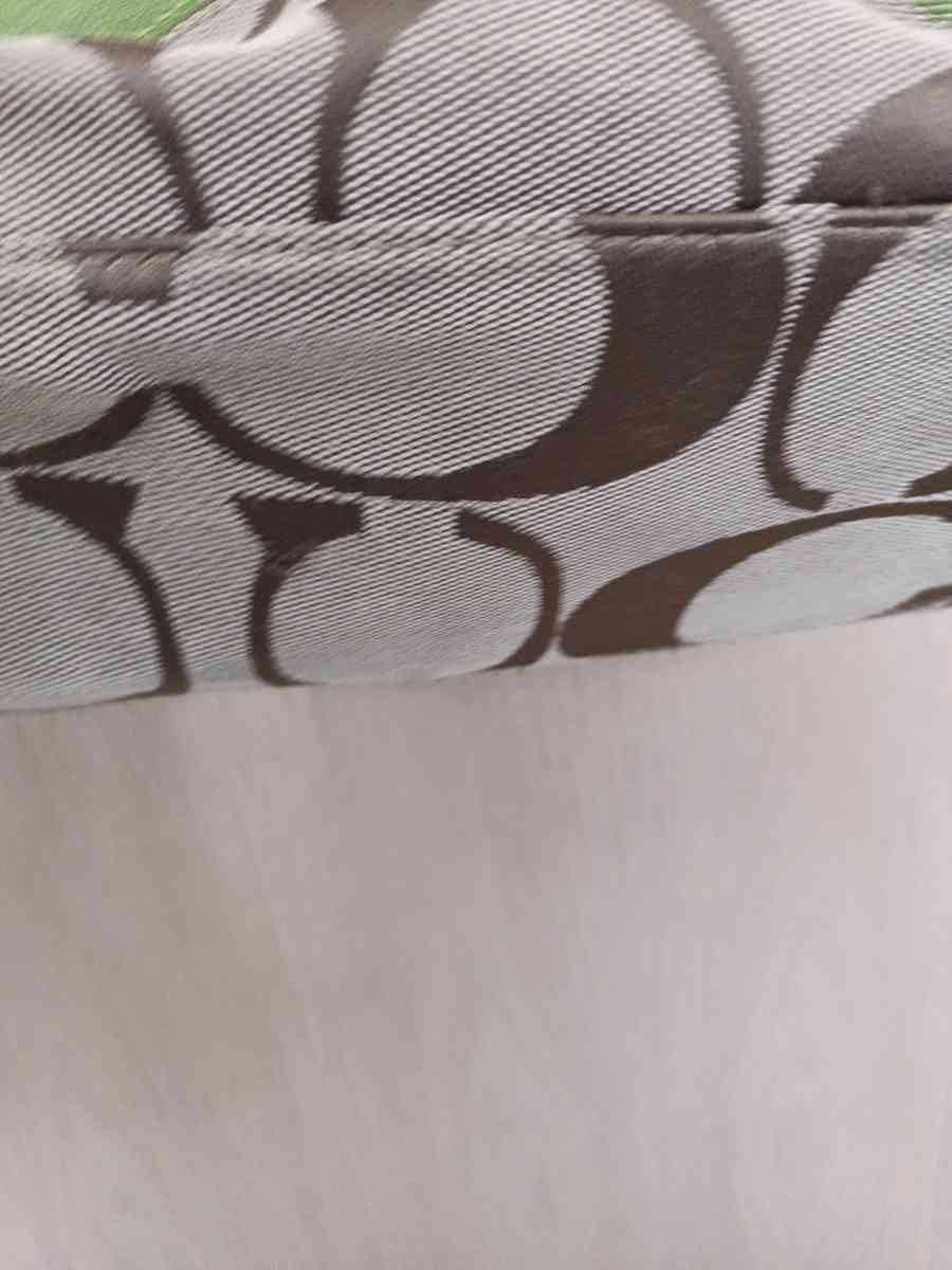 Coach Green leather and beige canvas