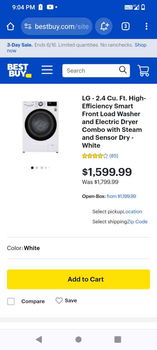 LG all in one smart washer and dryer machine