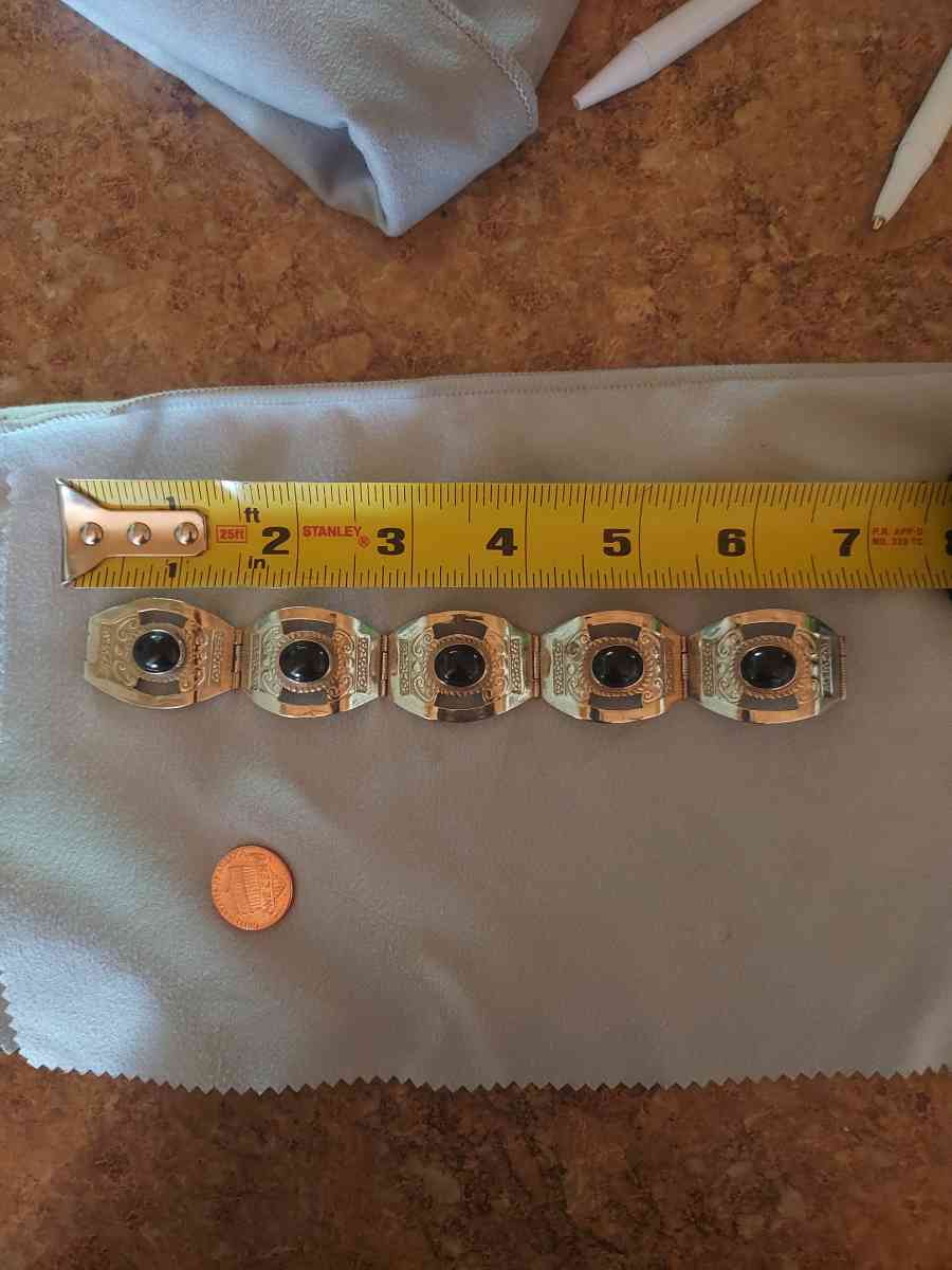 stamped onyx panel bracelet - Albuquerque, New Mexico - FleaMarketBay