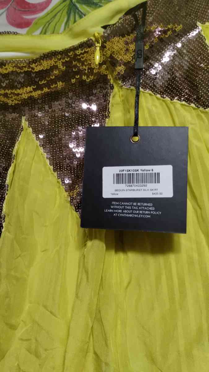Cynthia Rowley yellow sequin Starburst skirt