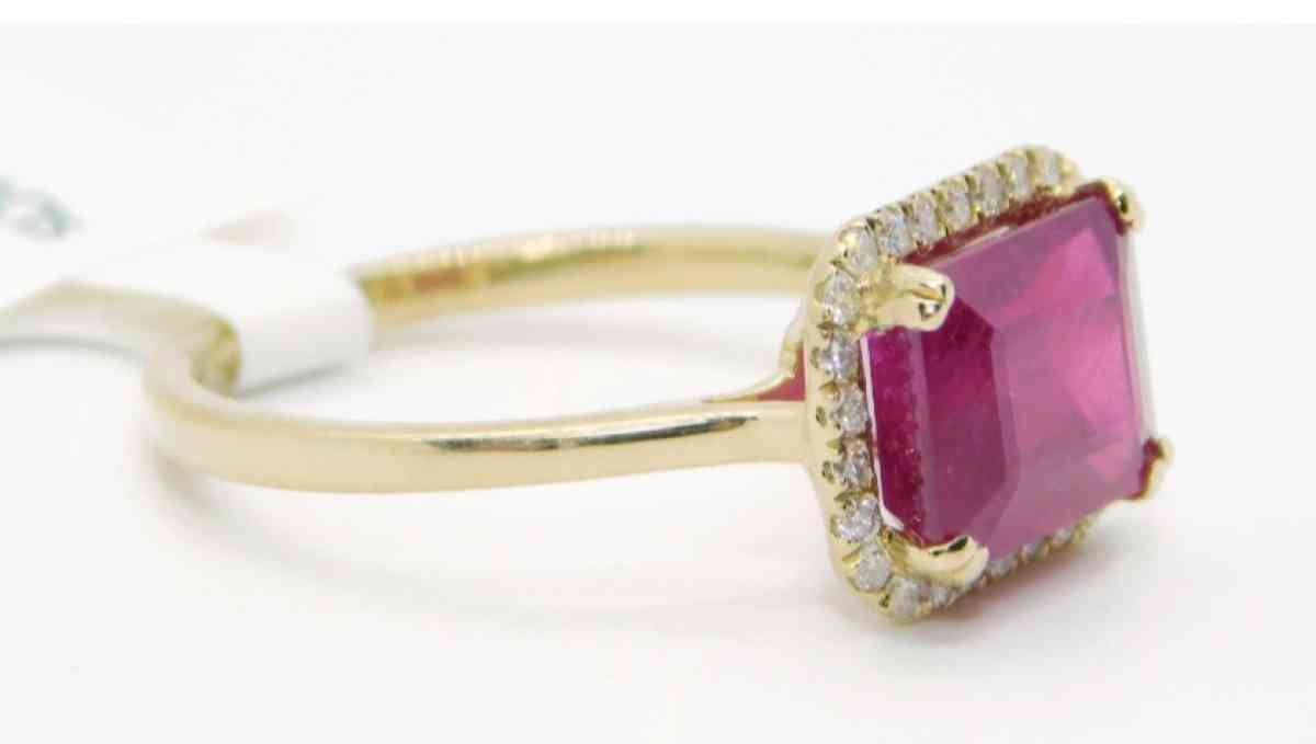 14k Gold Rudy  and diamonds   ring