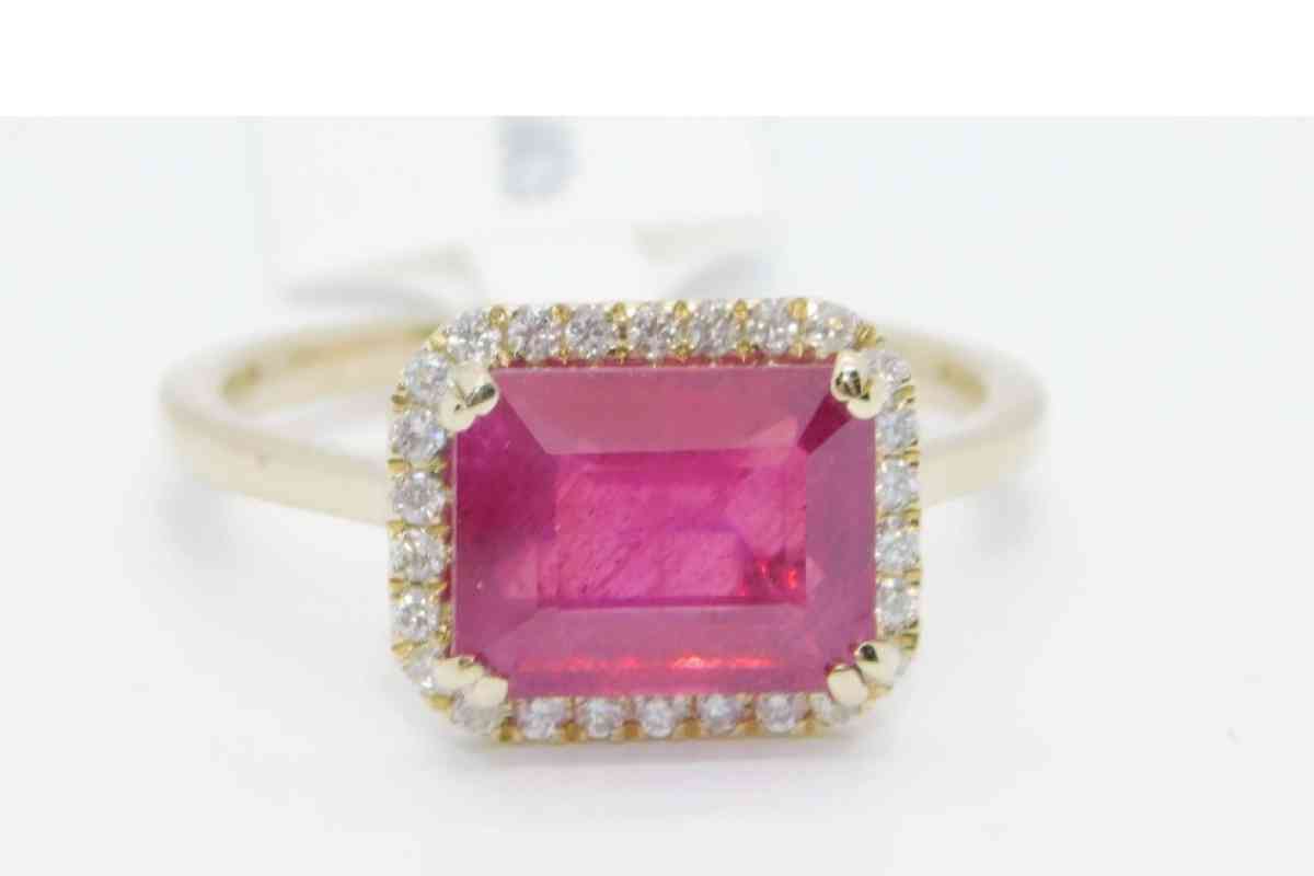 14k Gold Rudy  and diamonds   ring