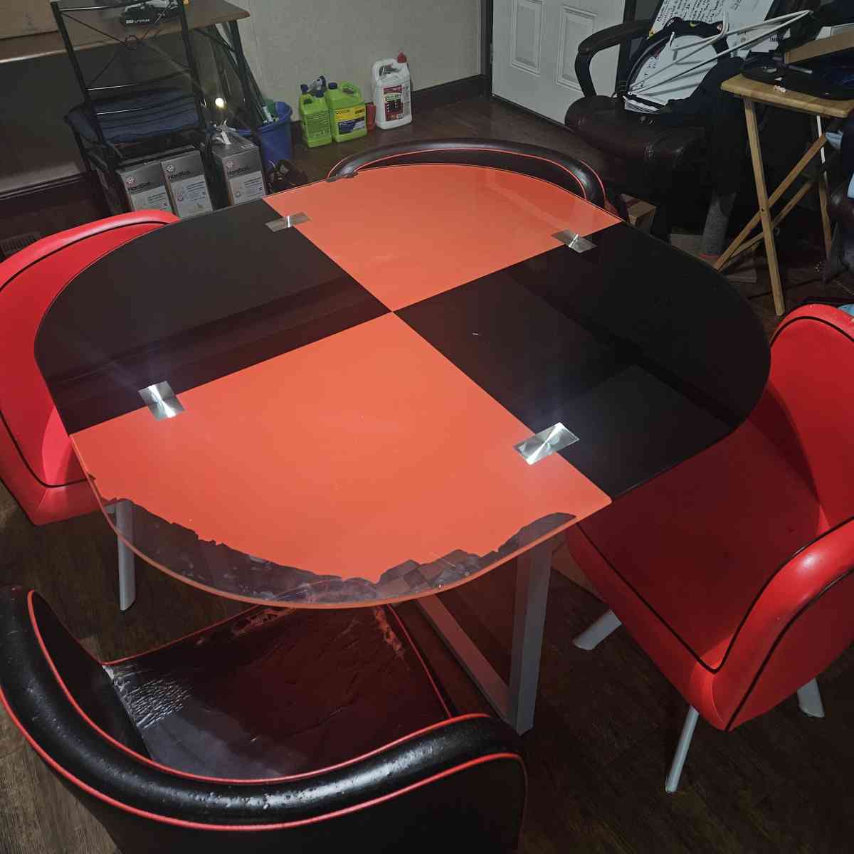 Red and Black Table with 4 matching chairs - Carrollton, Georgia - FleaMarketBay