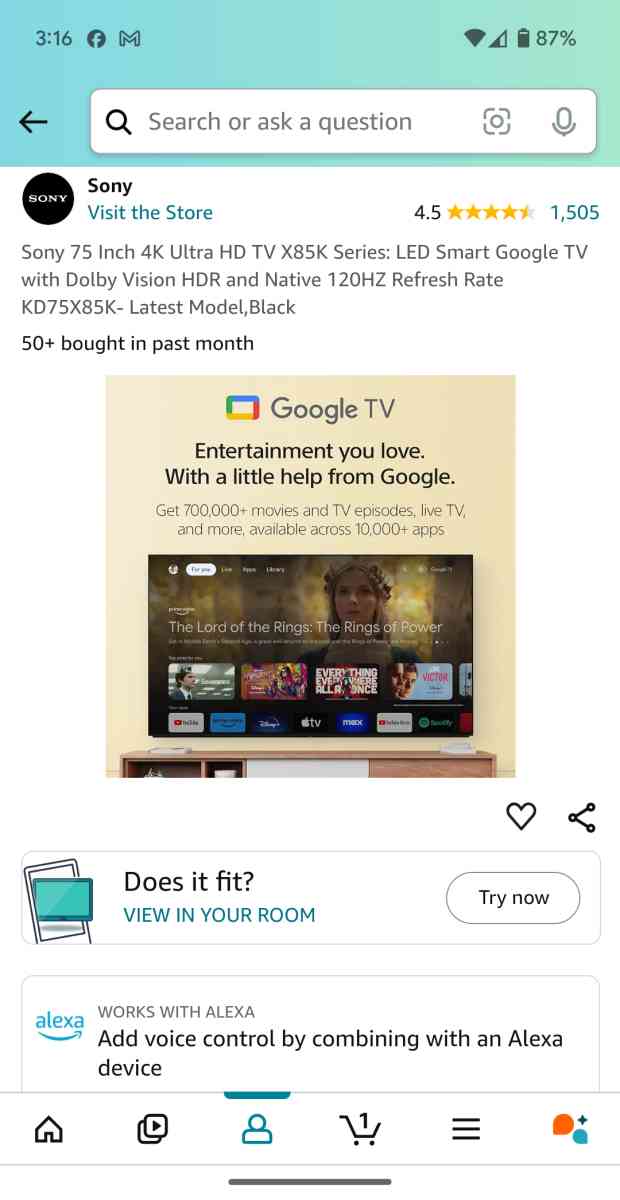 Sony 75 in TV - Gardnerville, Nevada - FleaMarketBay