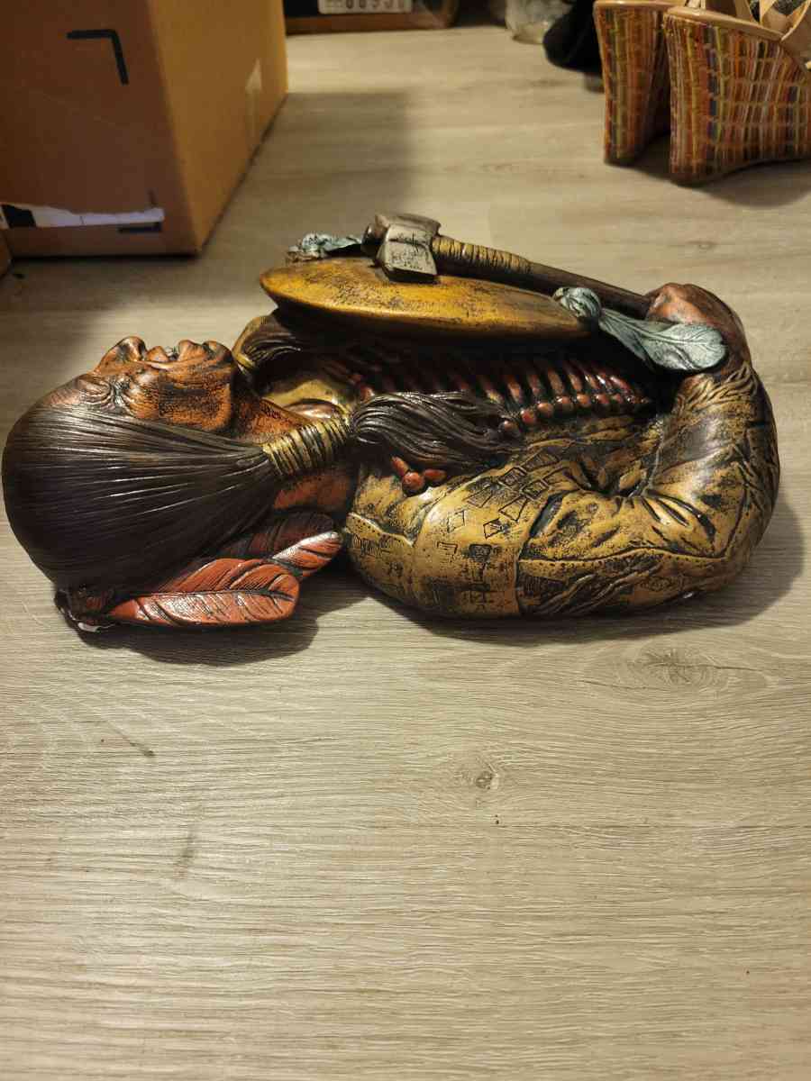 bronze and plaster Indian chief heavy wall plaque