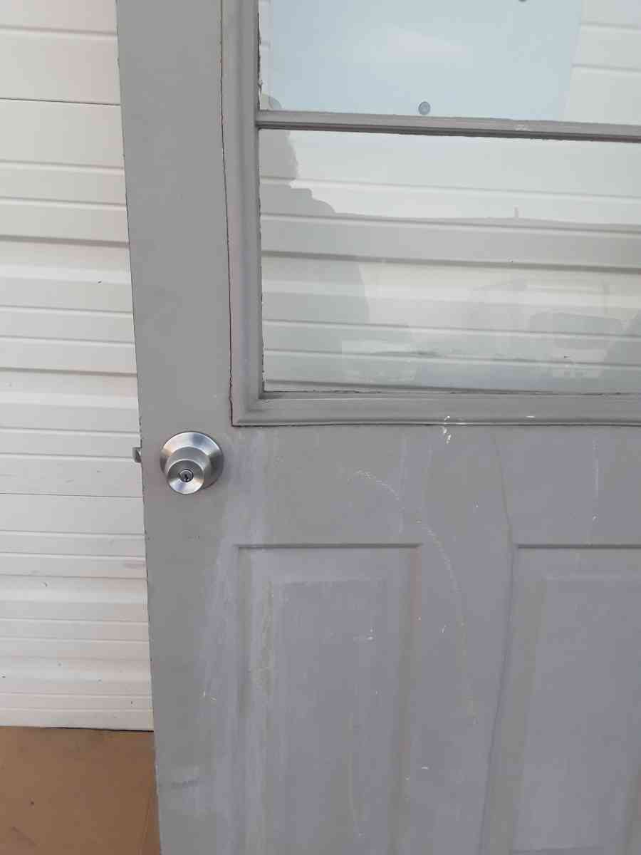 Nice Light Gray Entryway Steel Door with Glass 32 X 80 RH