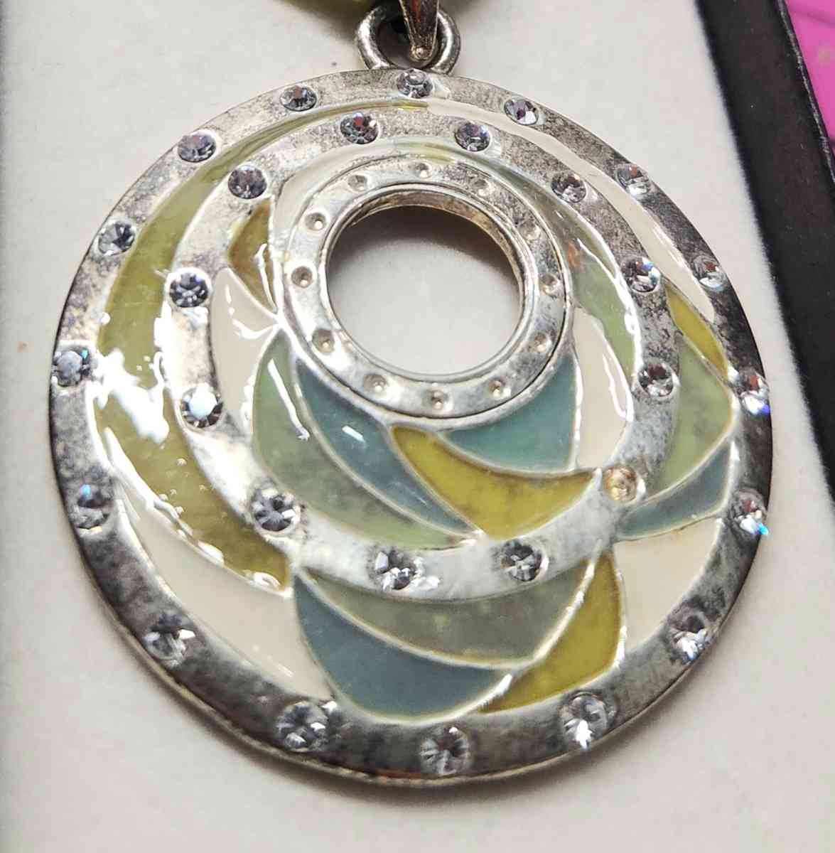 Boutique Green and Blue Enamel Pave Accented Fashion Jewlery