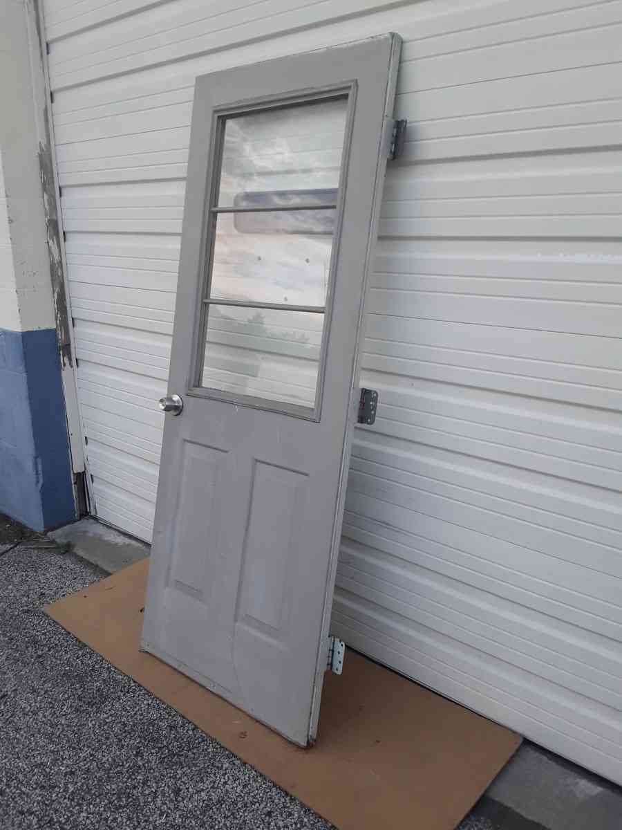 Nice Light Gray Entryway Steel Door with Glass 32 X 80 RH