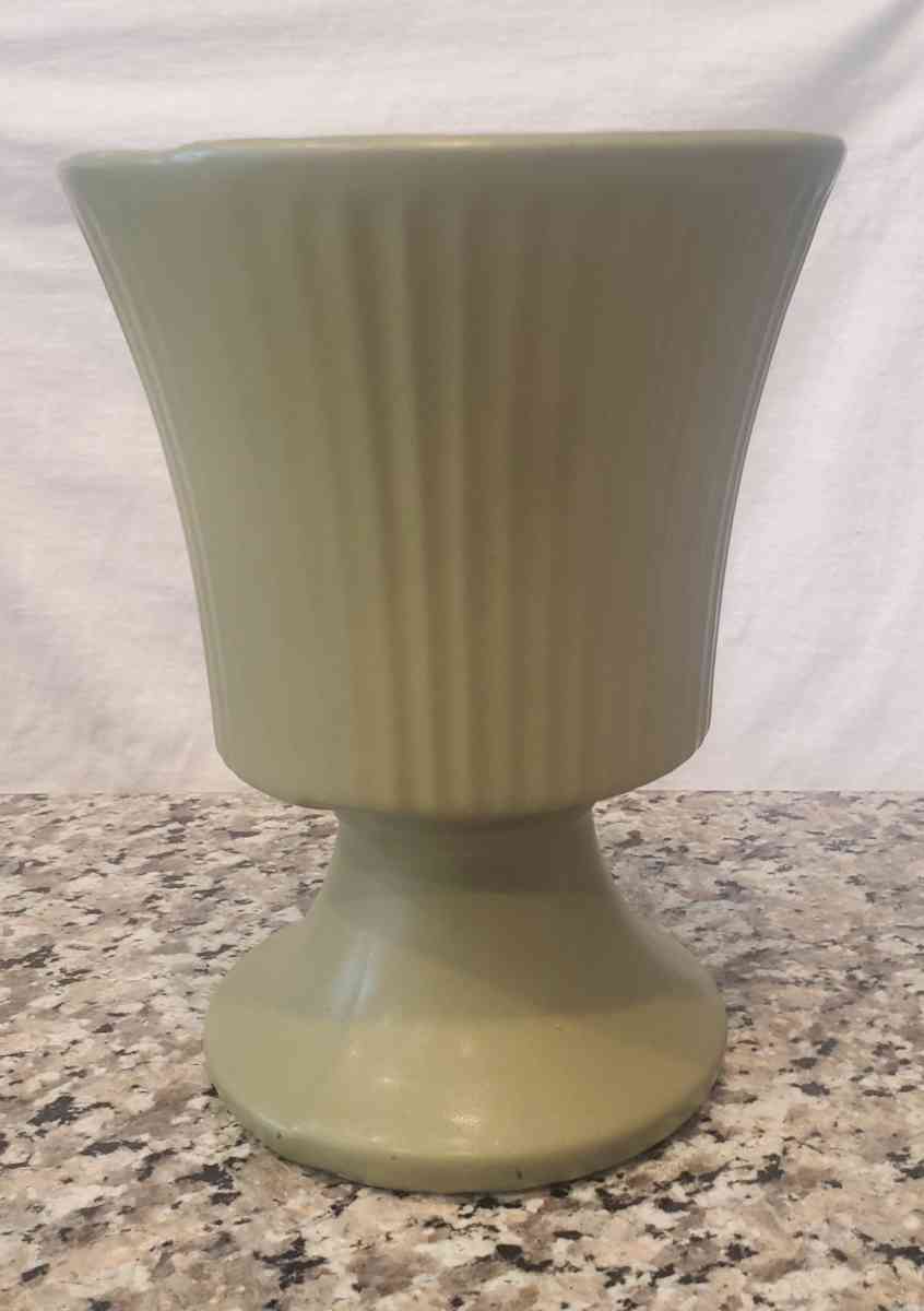 Vintage Green Floraline McCoy Footed Vase - Fort Worth, Texas - FleaMarketBay