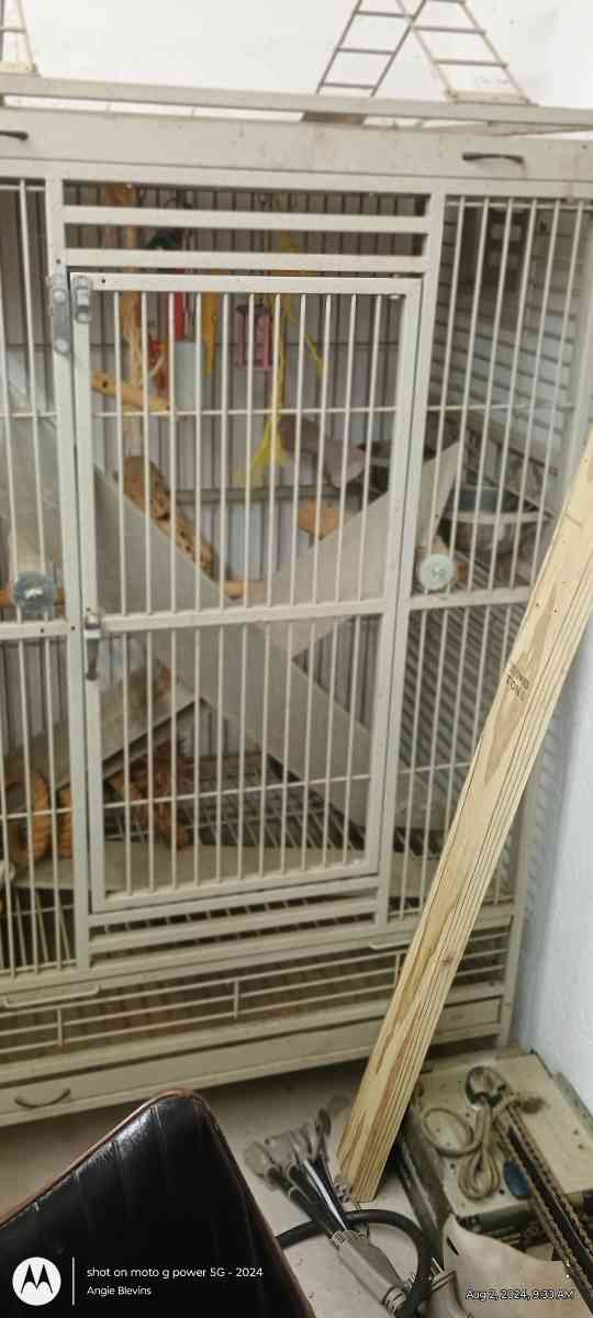 Huge bird cage on wheels and the ramps ropes