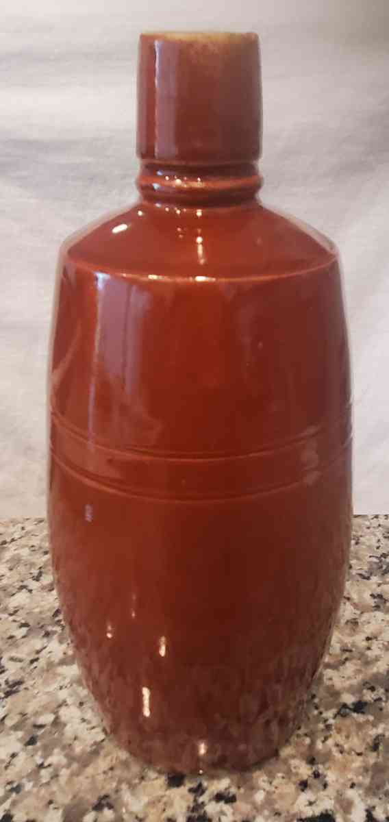Vintage 1970s Portugal Ceramic Bottle in Red Brown - Fort Worth, Texas - FleaMarketBay