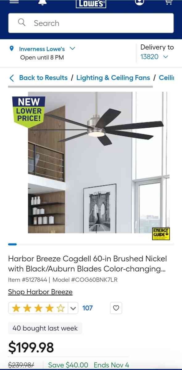 Harbor Breeze Cogdell Ceiling Fan BRAND NEW - Homosassa, Florida - FleaMarketBay