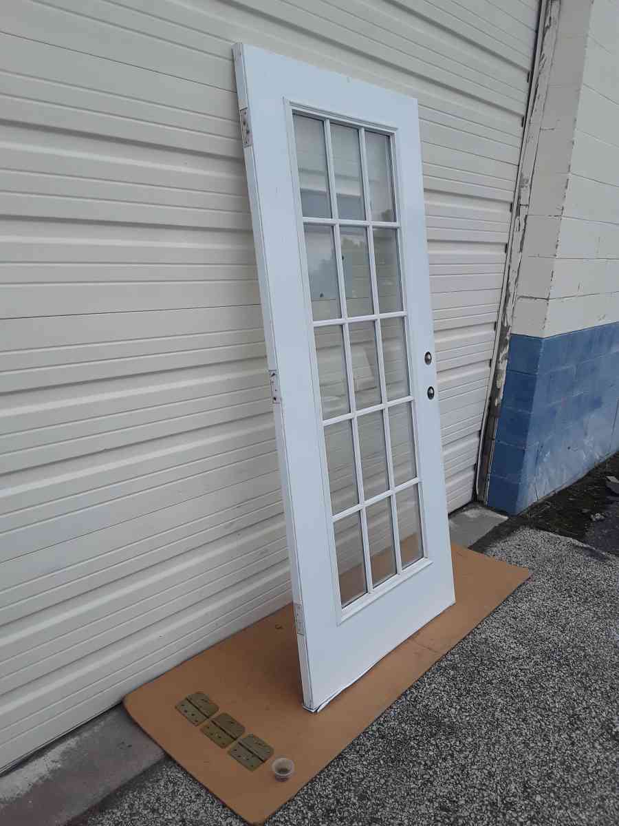 Nice White 15 Light Steel Door with HingesLeft Hand Swing