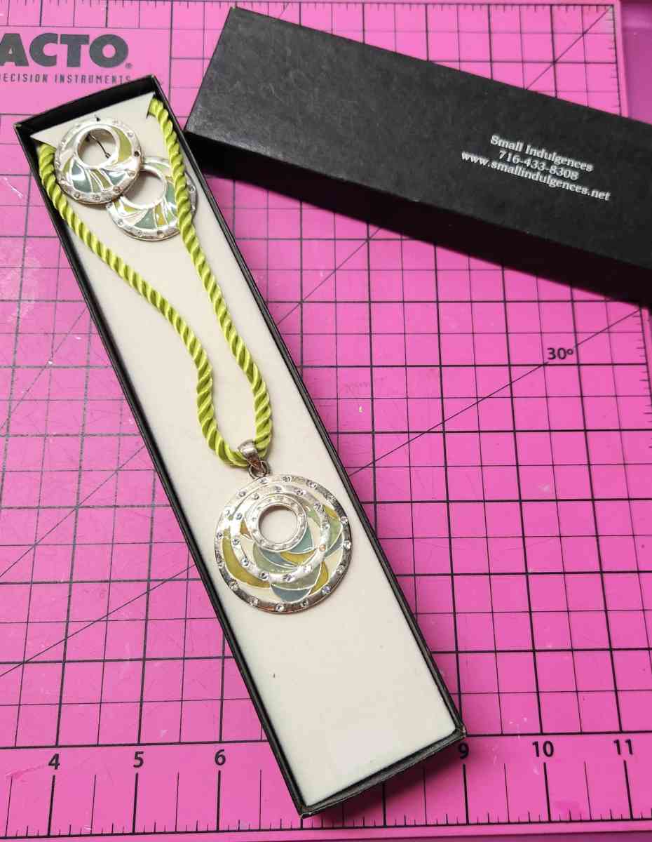 Boutique Green and Blue Enamel Pave Accented Fashion Jewlery