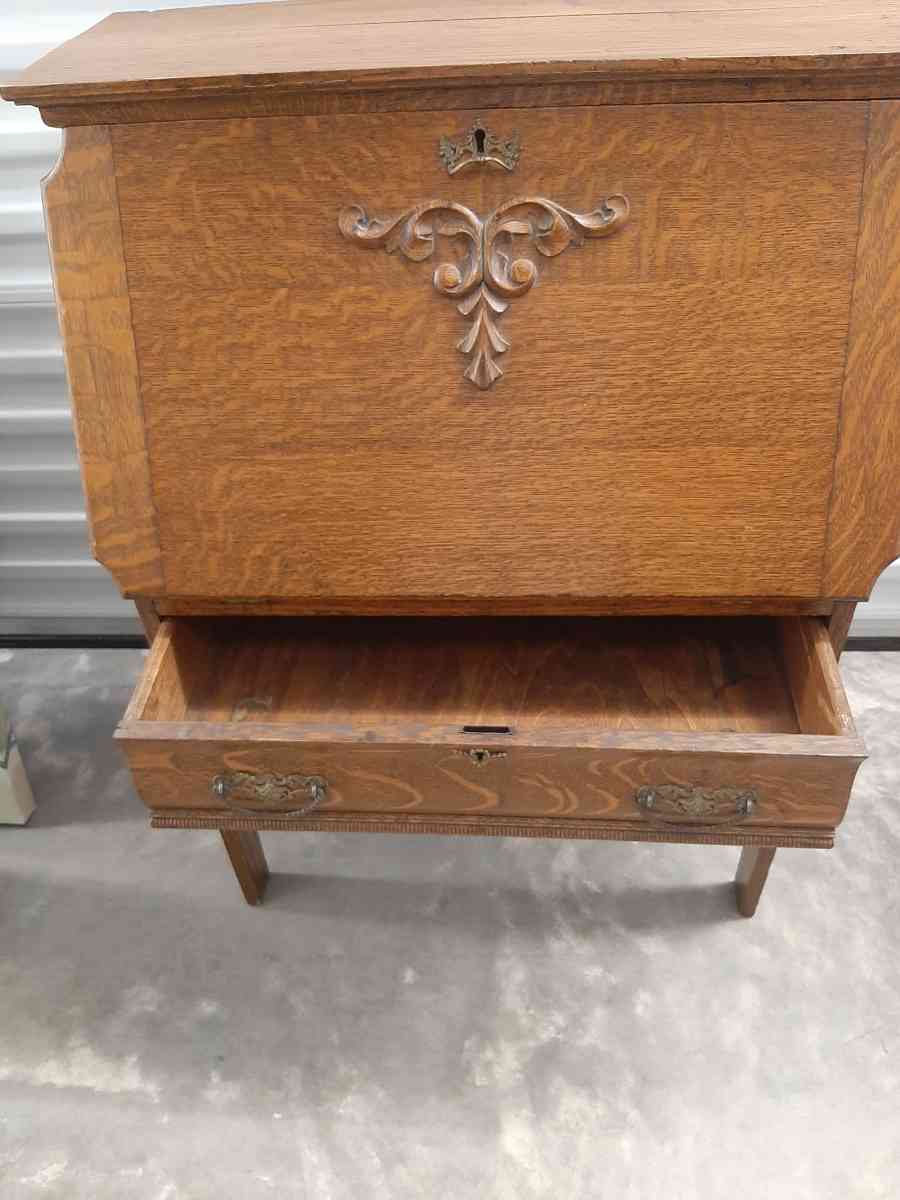 oak drop front small secretary