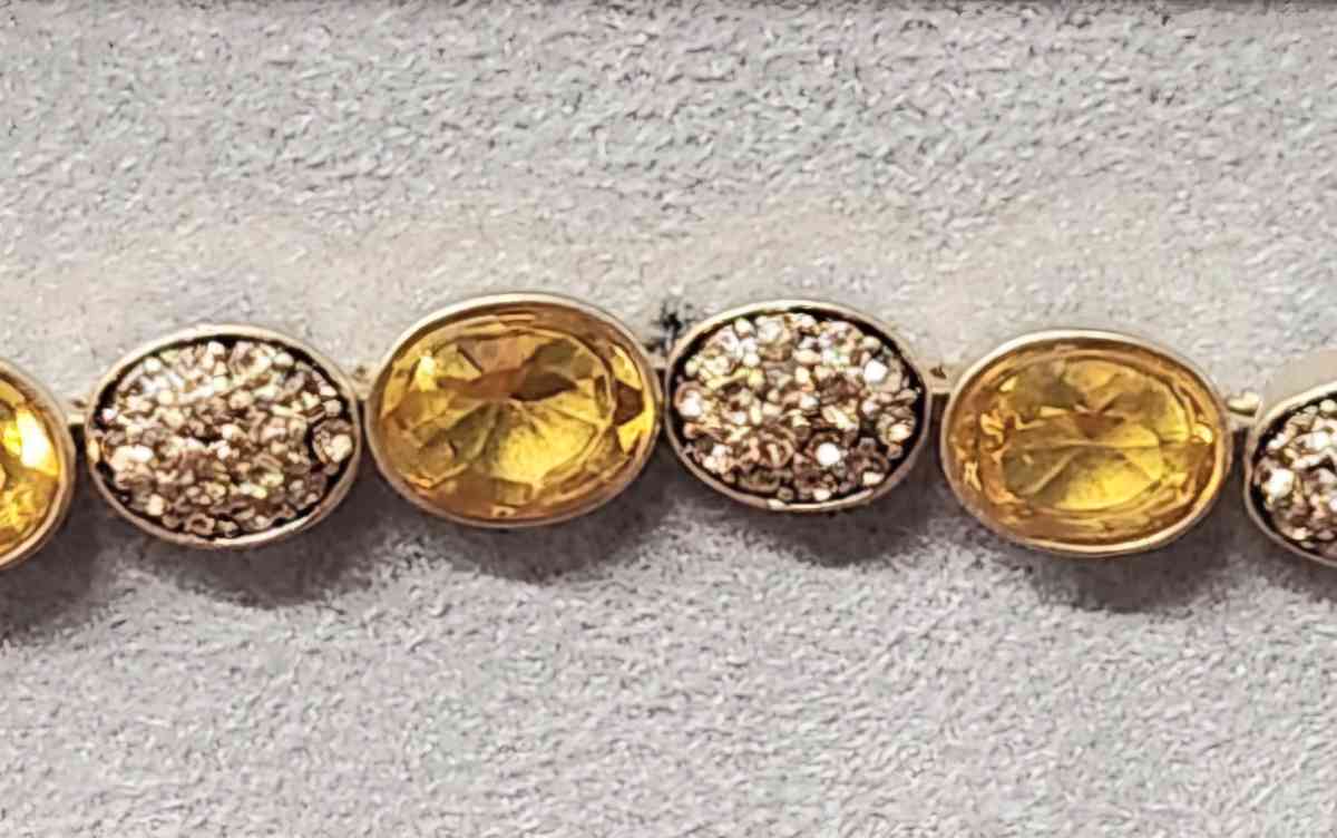 Kenneth Cole New York Gold Tone Amber Pave Stone Bracelet