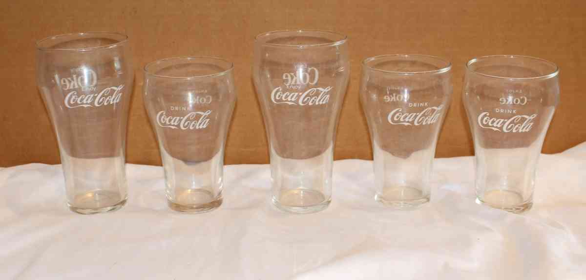 5 Vintage Coca Cola Coke glasses - Fort Worth, Texas - FleaMarketBay