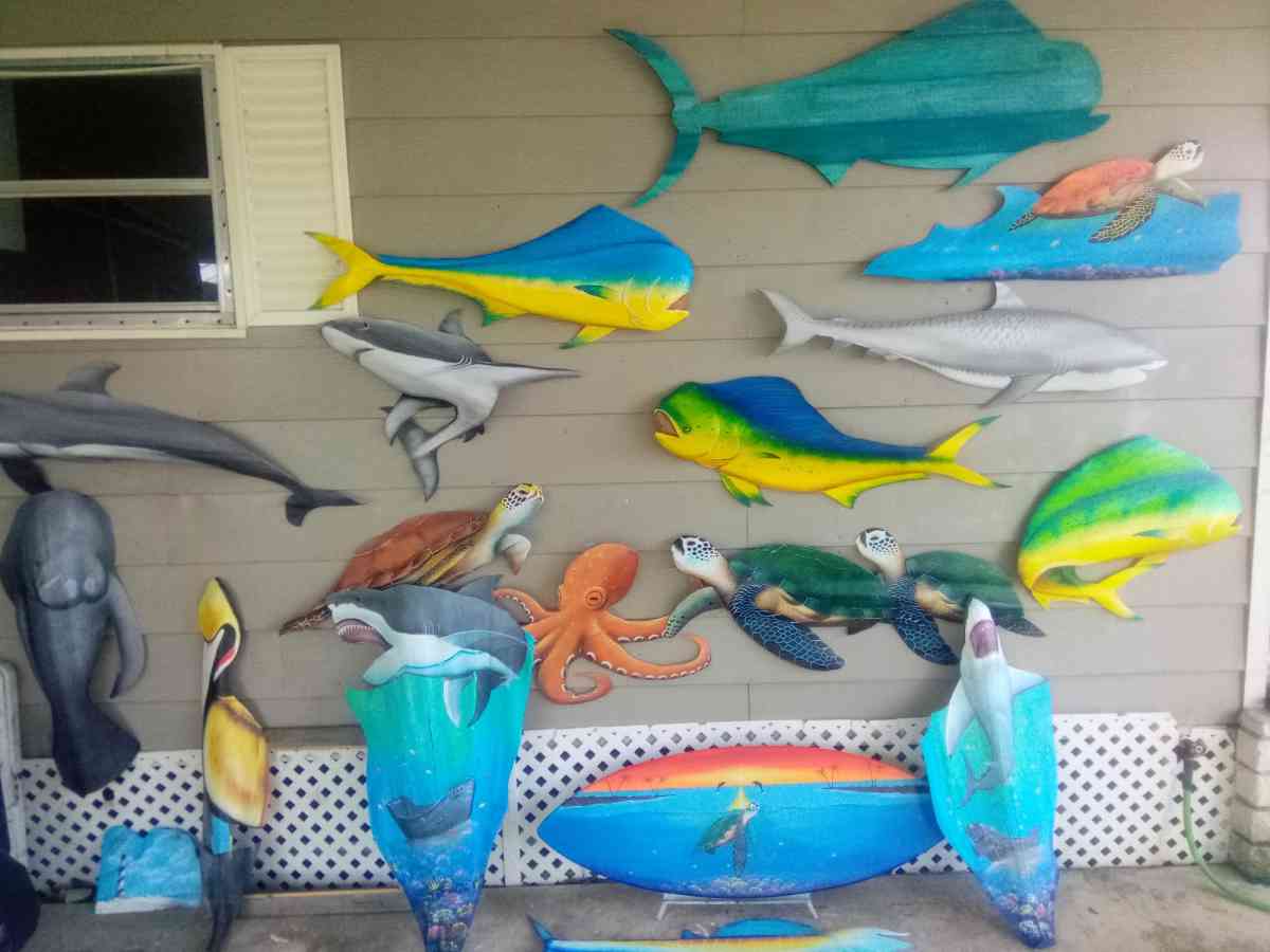 Painted fronds on display today