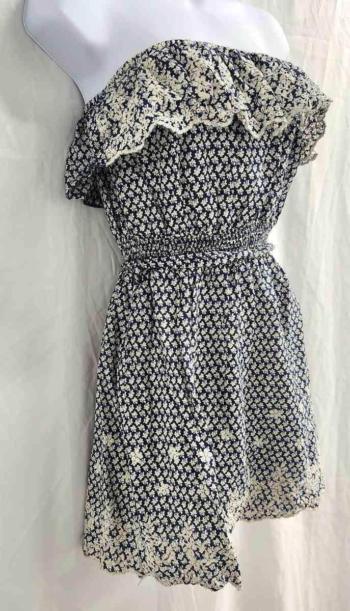 Poetry Off Shoulder Ruffled Bodice Embroidered Tunic Dress