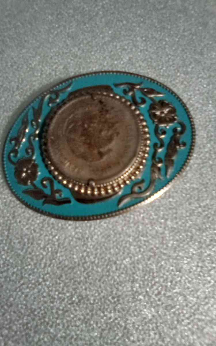 stainless steel and turquoise belt buckle