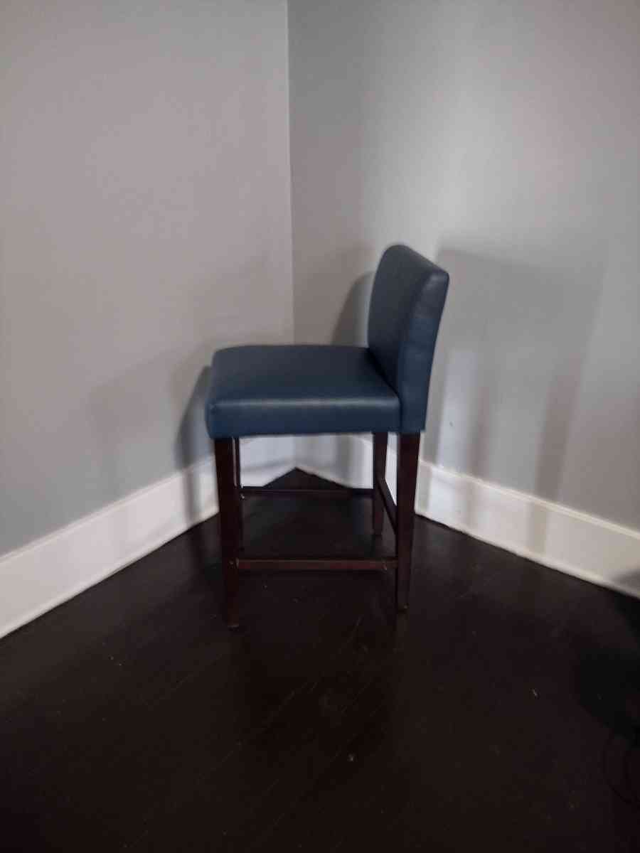 Elijah Dark Blue Faux Leather Bar Counter Stool Set of 2