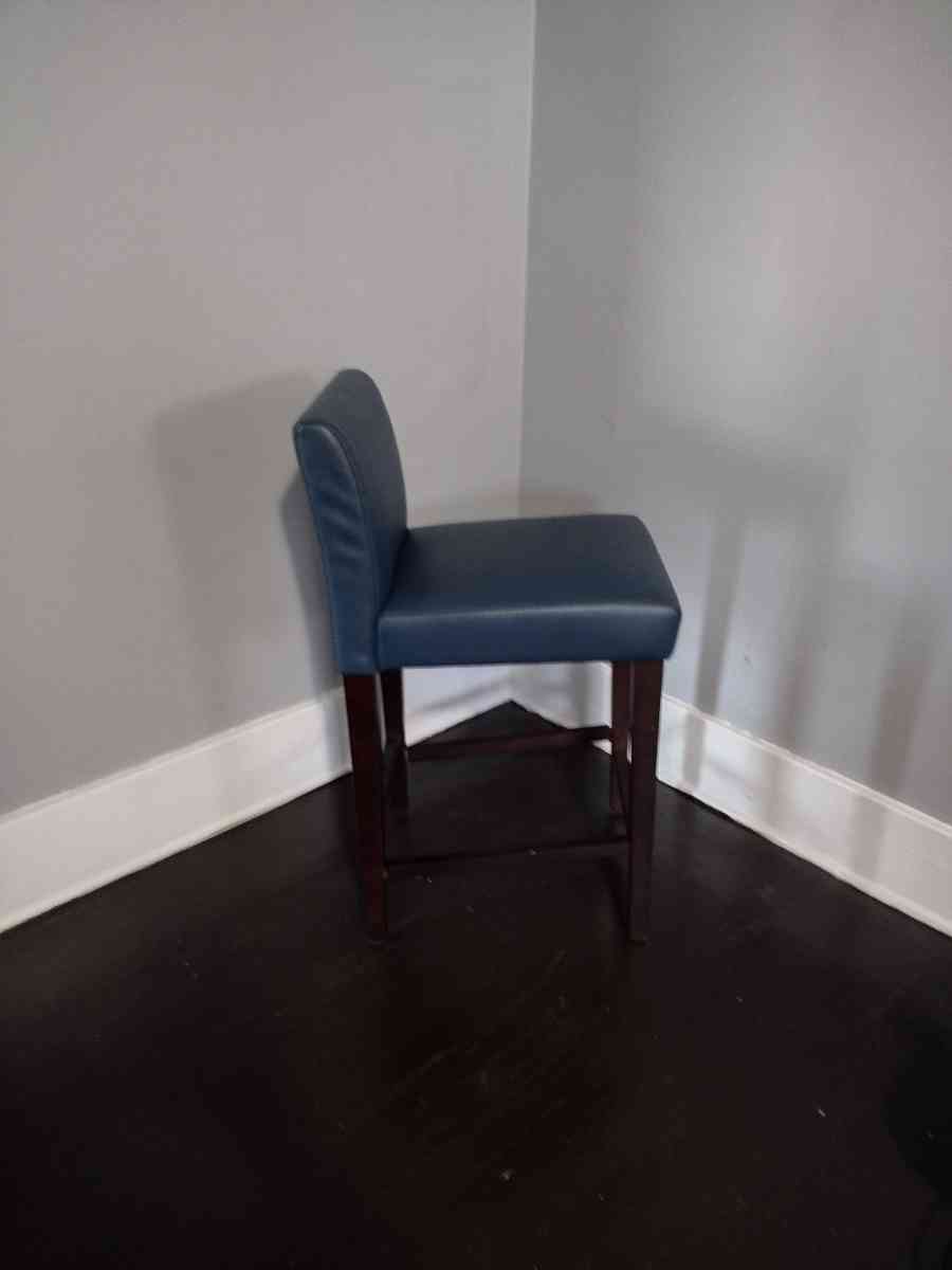 Elijah Dark Blue Faux Leather Bar Counter Stool Set of 2