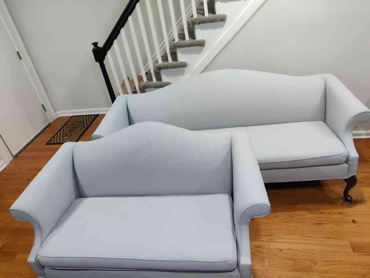 Ash Gray and Blue Couch Set