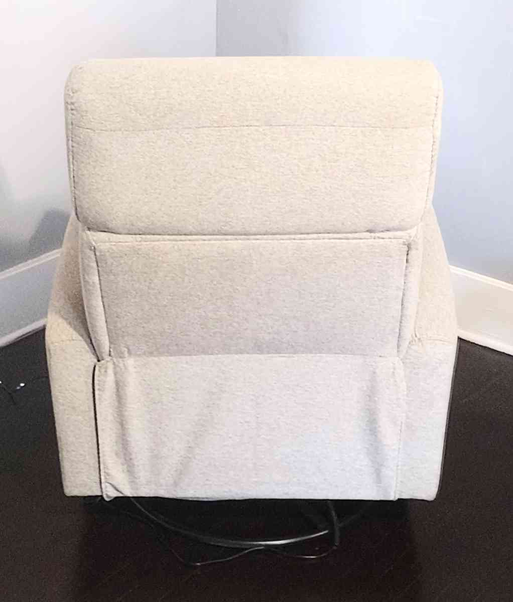 Theo Power Swivel Glider Recliner Linen Fabric Adj  Headrest