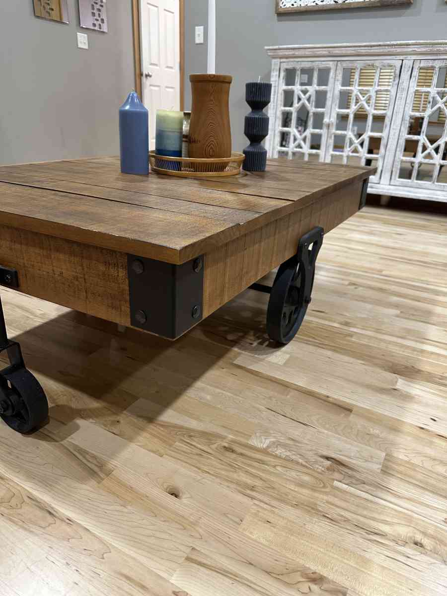 Vintage Industrial Rustic Coffee Table  Oak Finish - Portland, Oregon - FleaMarketBay