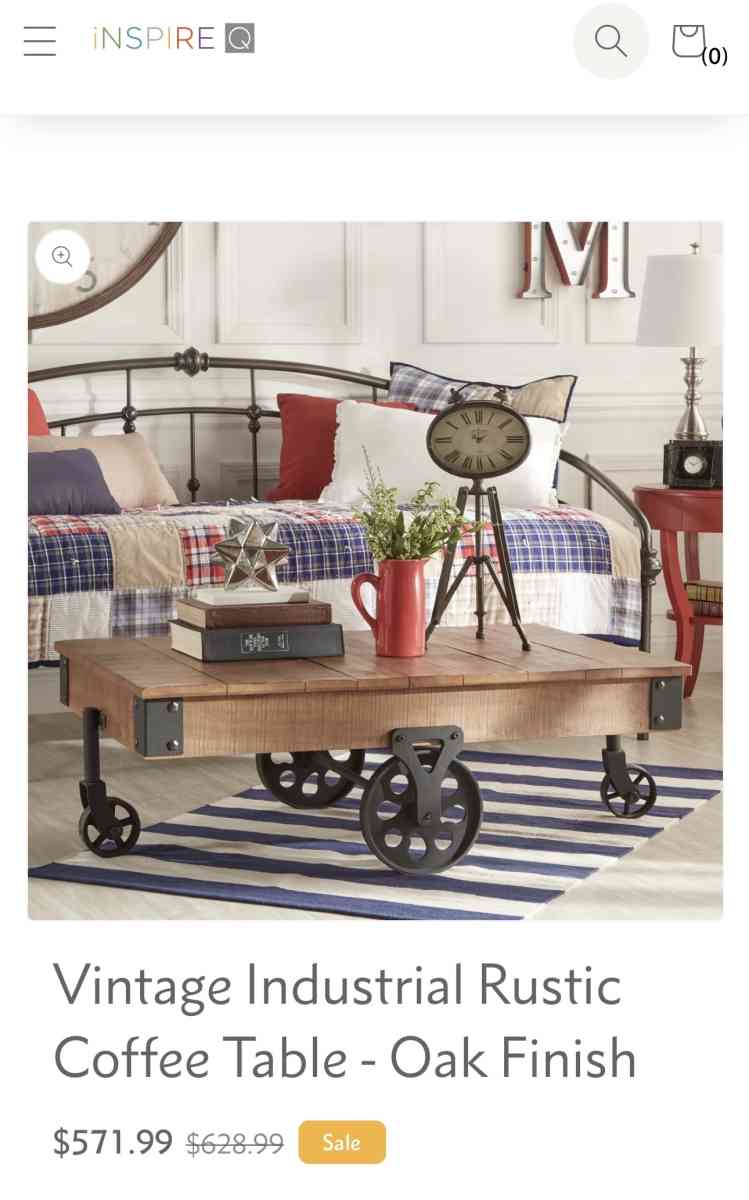 Vintage Industrial Rustic Coffee Table  Oak Finish - Portland, Oregon - FleaMarketBay