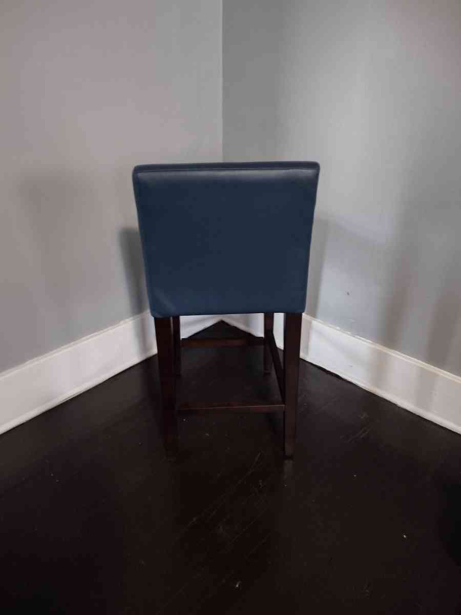 Elijah Dark Blue Faux Leather Bar Counter Stool Set of 2