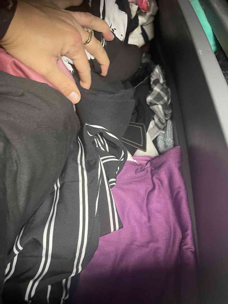 huge 45 gallon bin of womens tops L and up