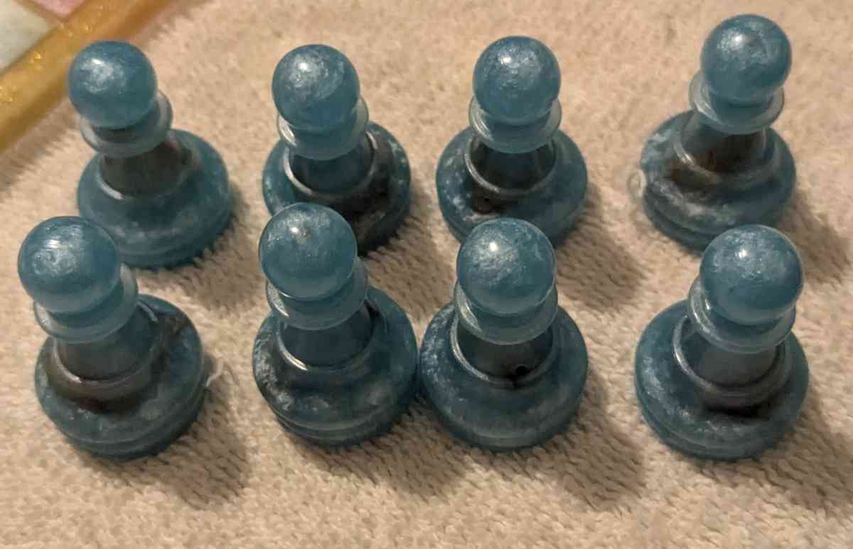 Pink and Blue Petrified Wood Chess Set