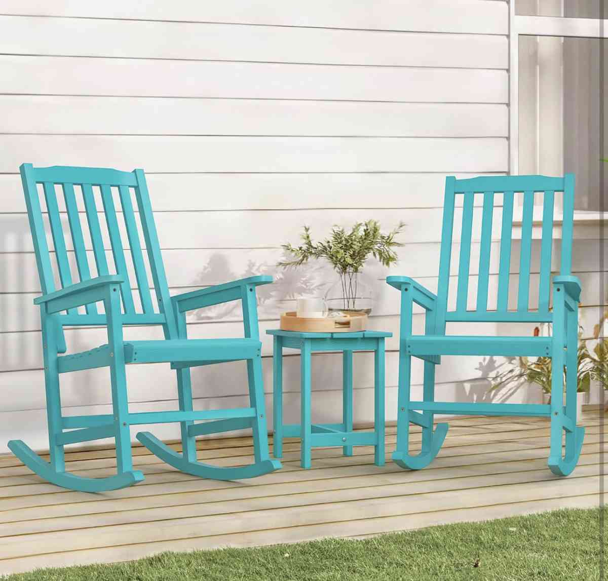 Set of 2 Turquoise Rocking Chairs