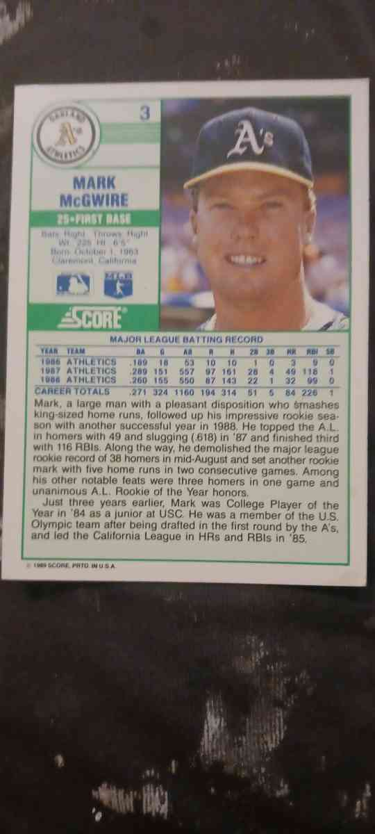 mark maguire baseball card