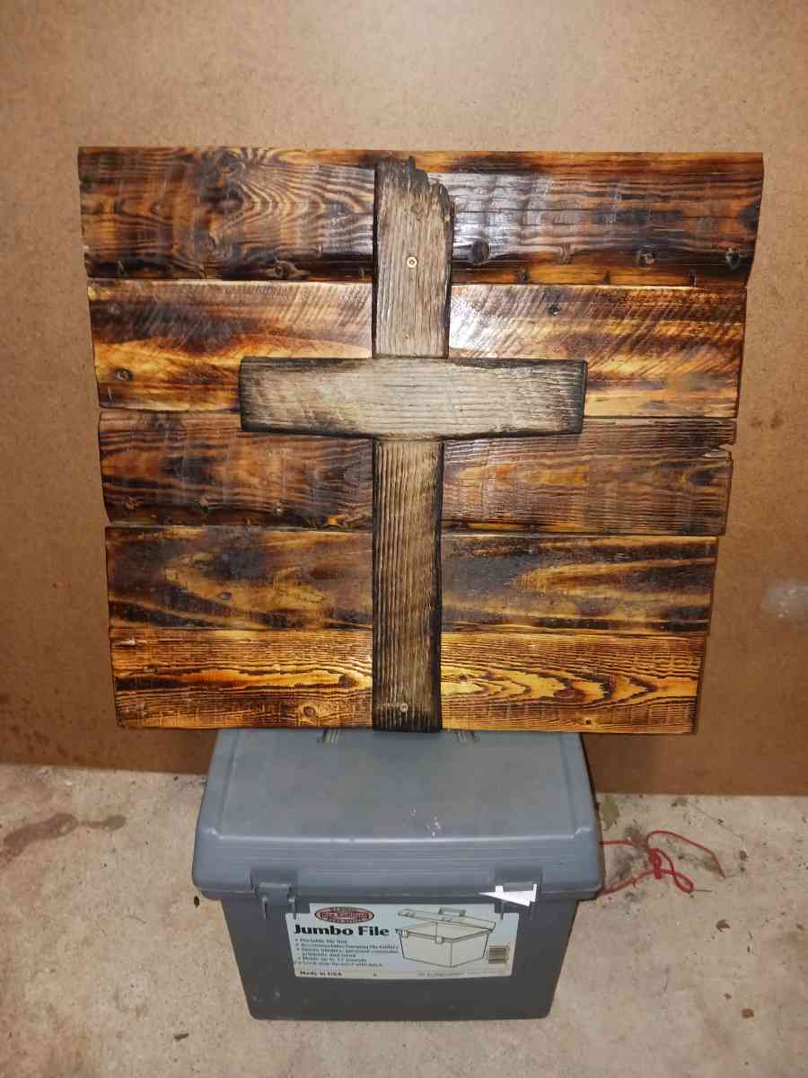Handmade rustic Wooden plaque with cross I built