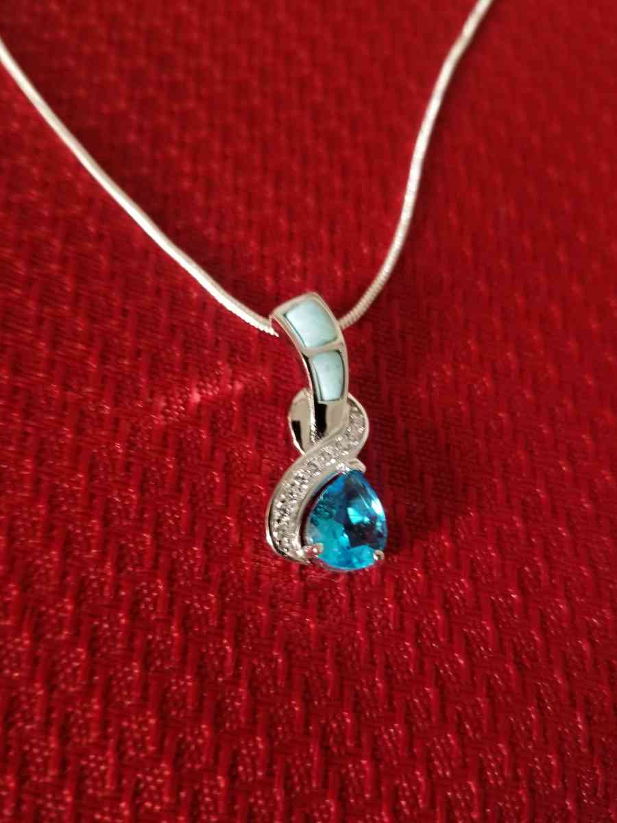 Blue Topaz Sterling Silver Pendant