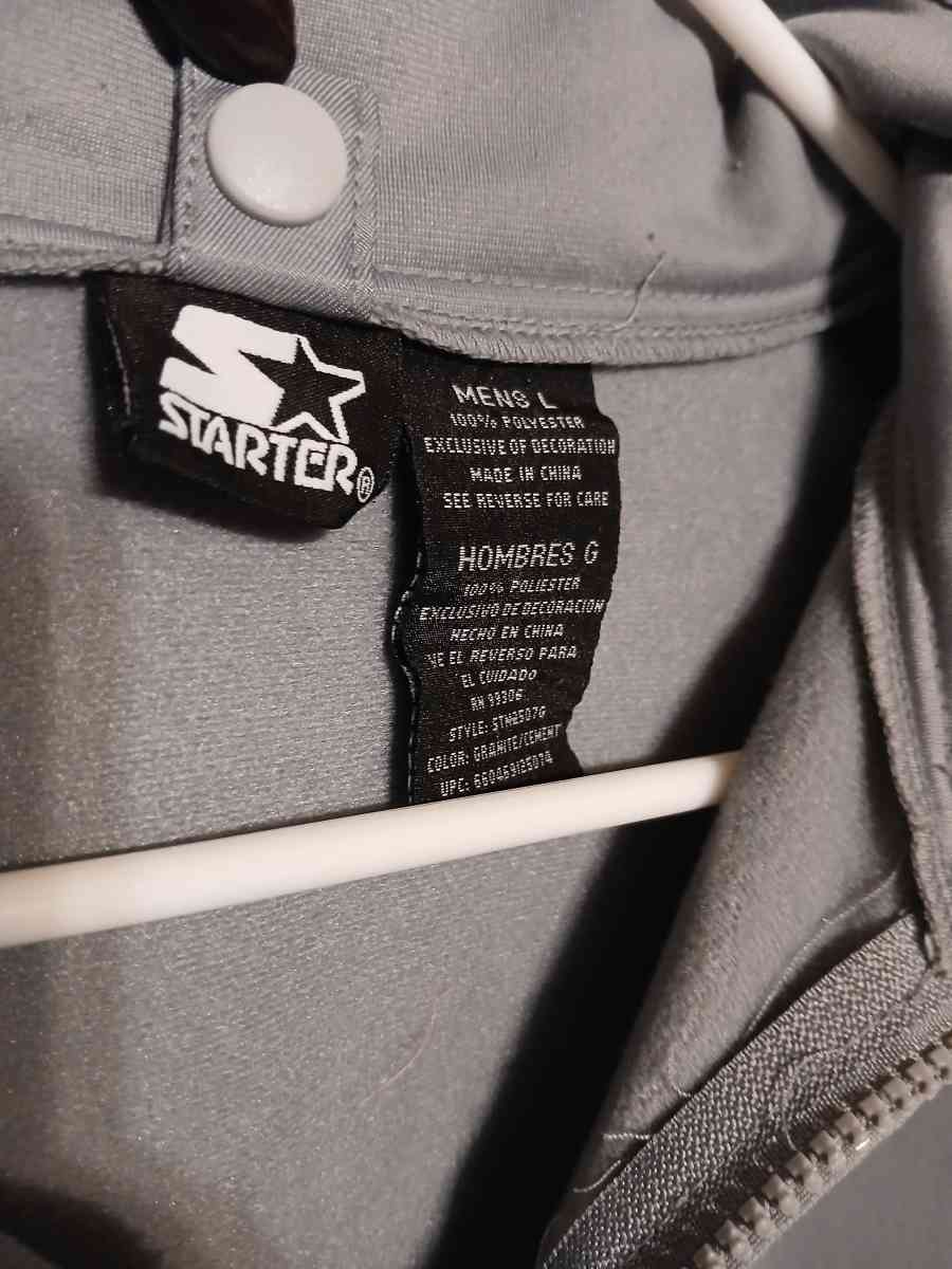 Starter Full Zip Track Warm Up Jacket Gray Mens Large