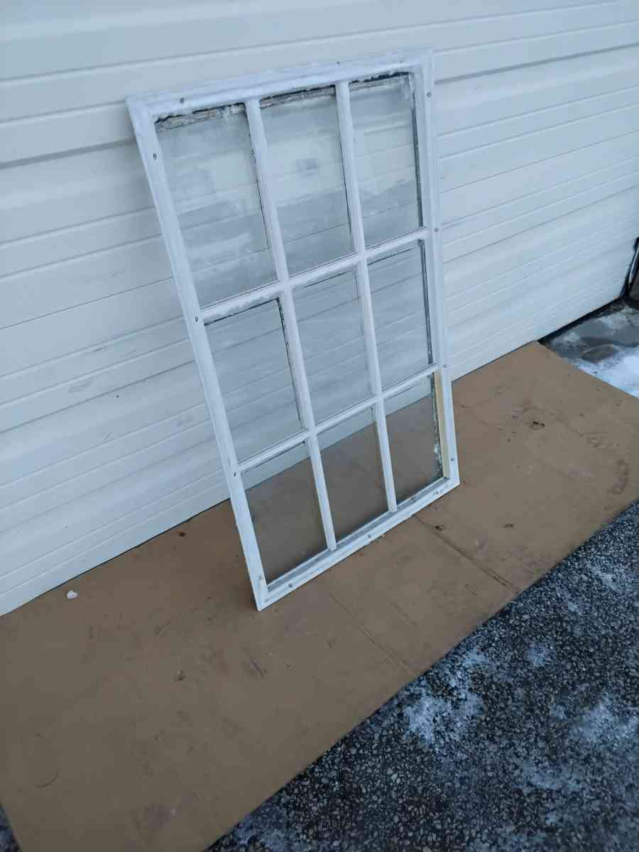 Nice White 9 Light JeldWen Door Glass with Frame Like New