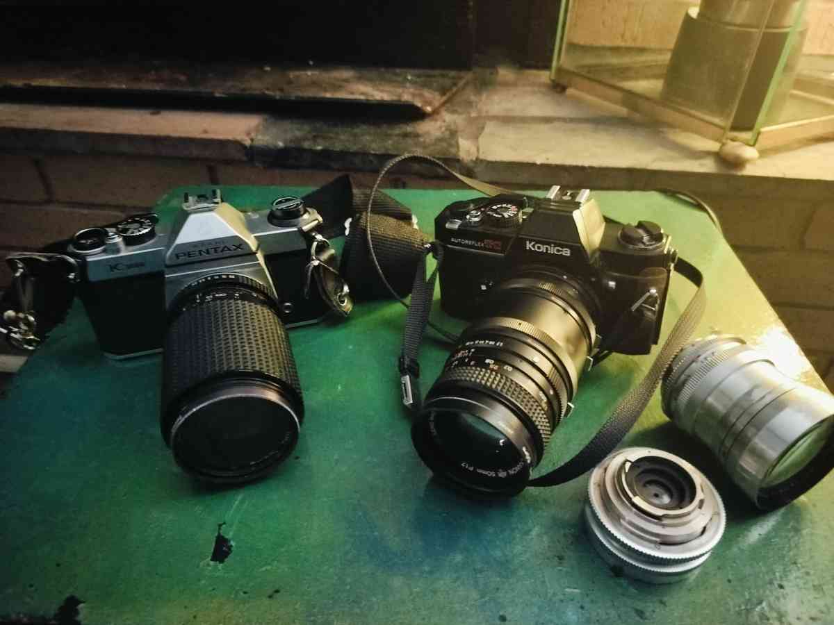 Pentax and Konica 35mm cameras