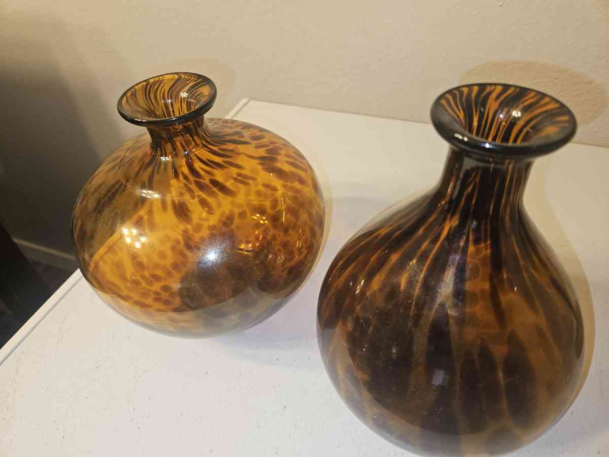 vintage amber glass vases