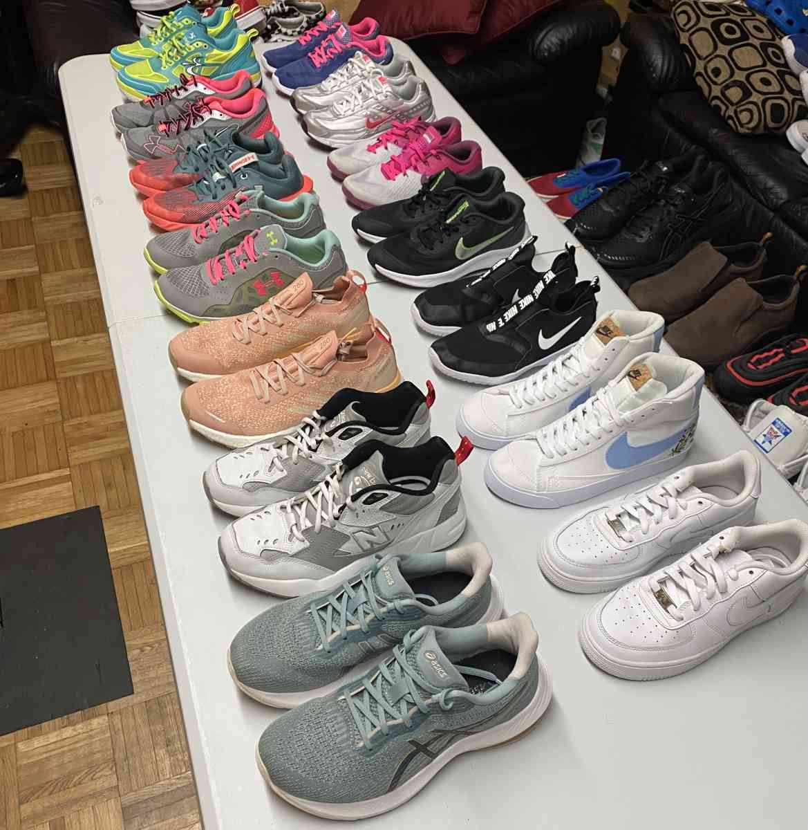 14 pairs Womens Mixed Brand Sneaker Bundle Size 7 and 7 half