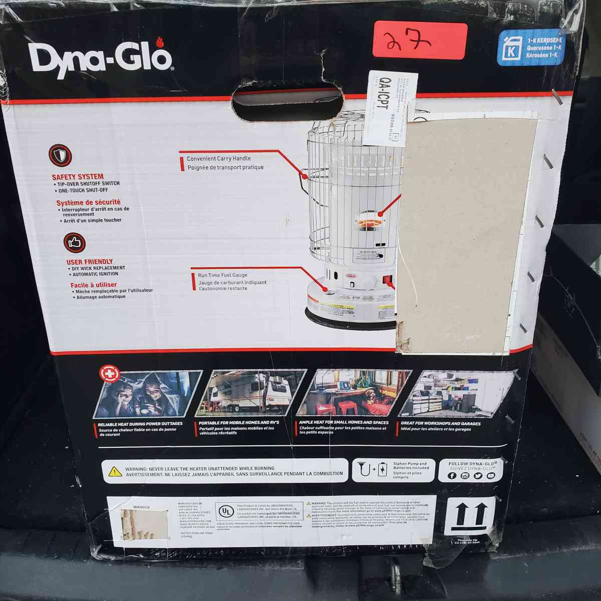Kerosene Heater  23800 BTU  Brand DynaGlo  Color Ivory  New