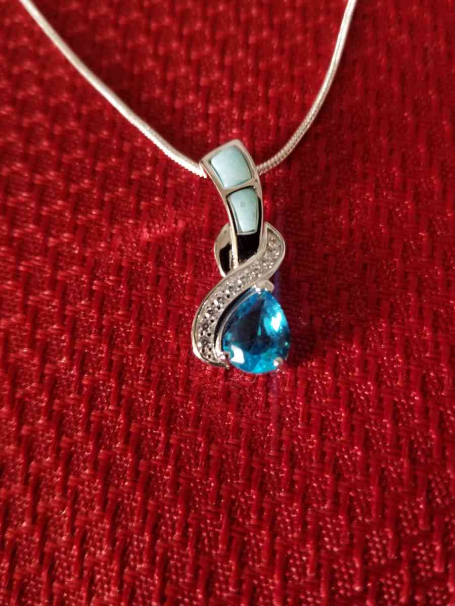 Blue Topaz Sterling Silver Pendant