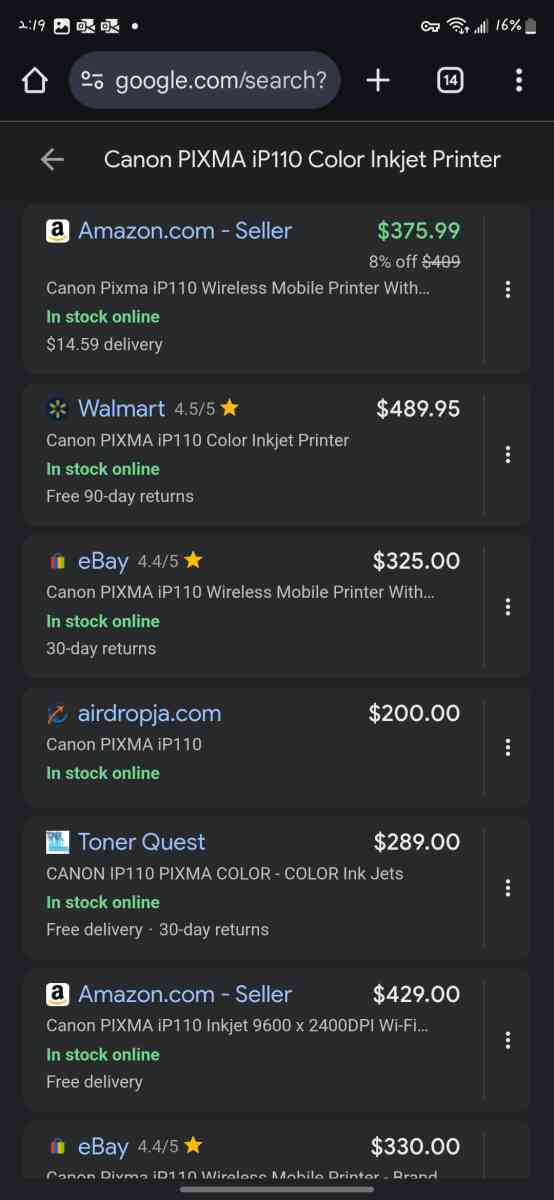 Canon PIXMAiP110 Portable printer