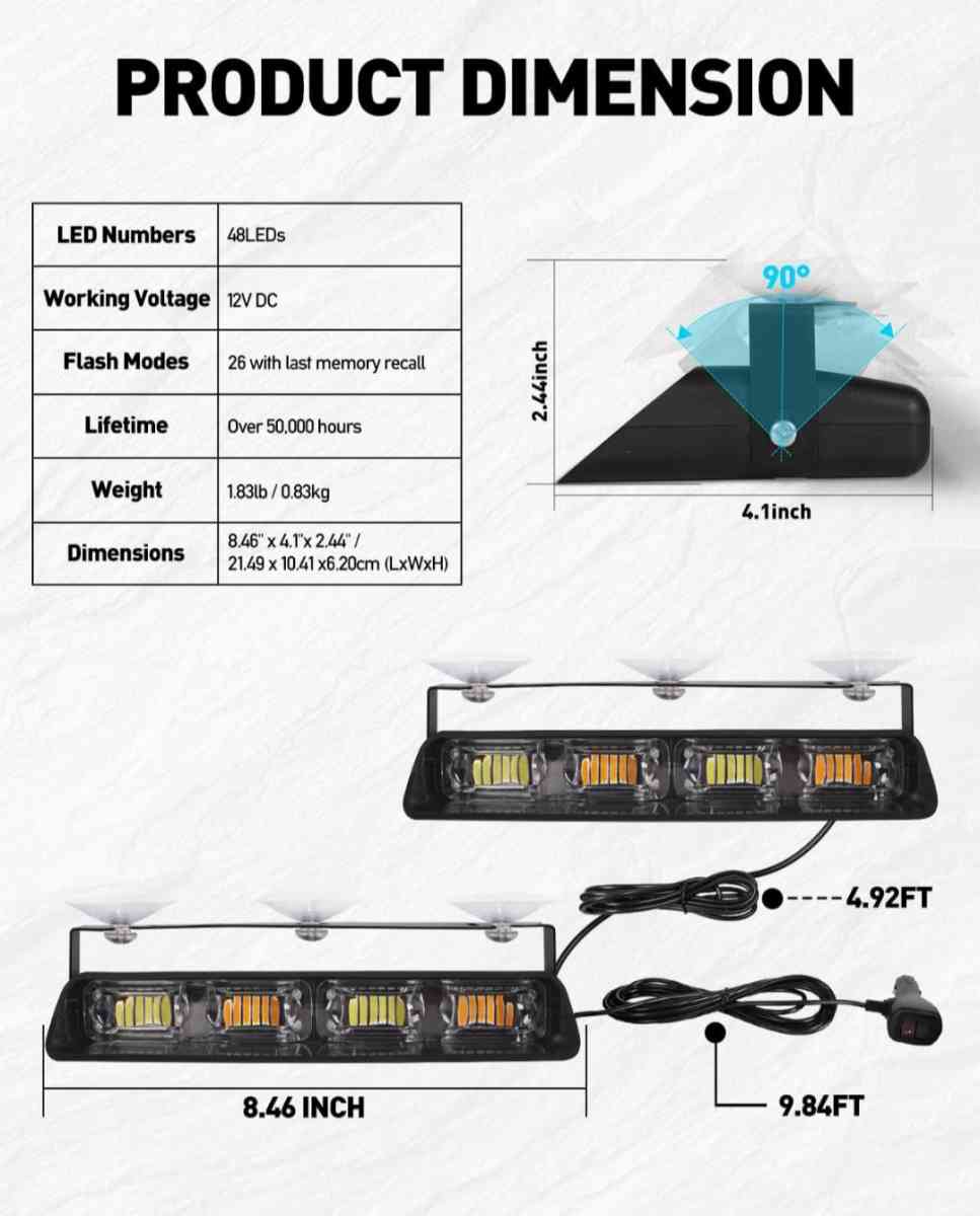 White New LED Emergency Light Bar