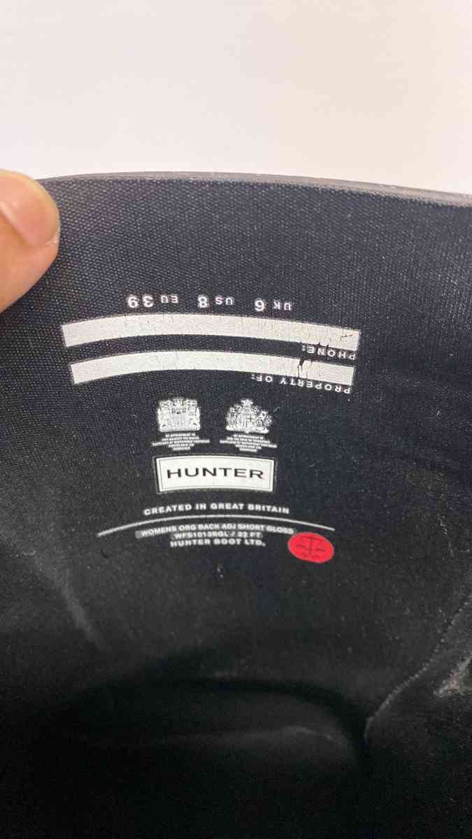 HUNTER Short Gloss Black MidCalf Rubber Rain Boots Size 8